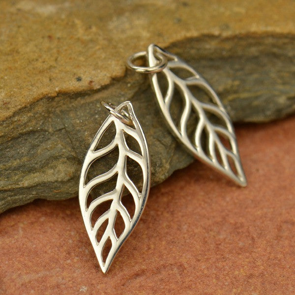 Sterling Silver Leaf Charm - Poppies Beads n' More