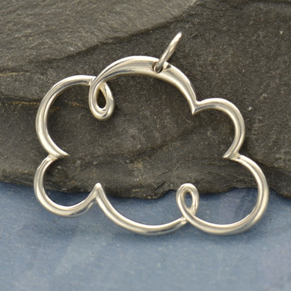 Sterling Silver Cloud Pendant, - Poppies Beads n' More