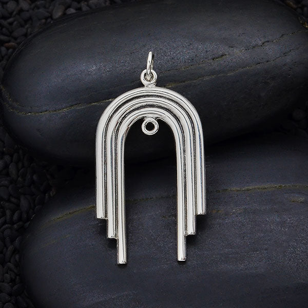 Sterling Silver Art Deco Arch Pendant Link - Poppies Beads n' More