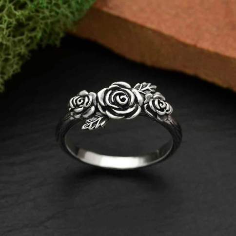 Sterling Silver Triple Rose Ring - Poppies Beads n' More