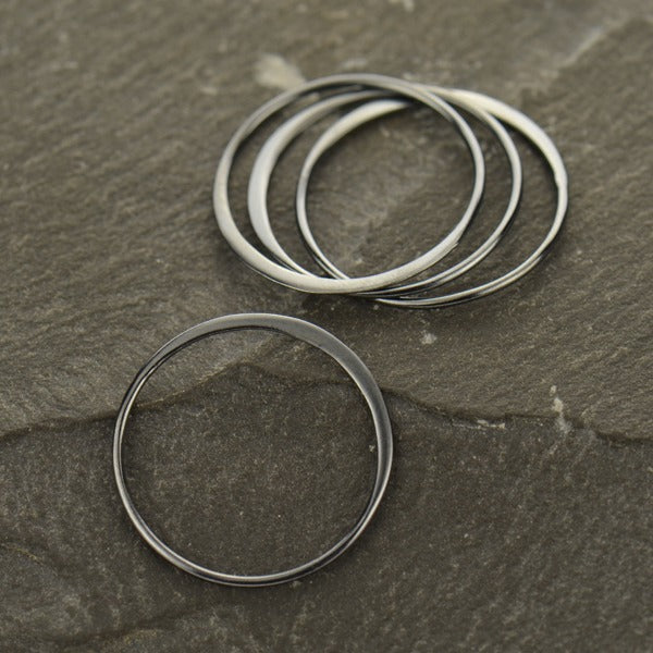 Large Half Hammered Circle Silver Link - Poppies Beads n' More