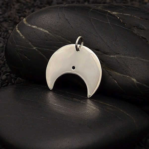 Sterling Silver Chubby Moon Pendant - Poppies Beads n' More