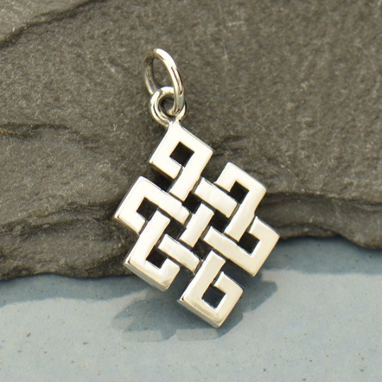 Sterling Silver Endless Buddhist Knot Charm - Poppies Beads n' More