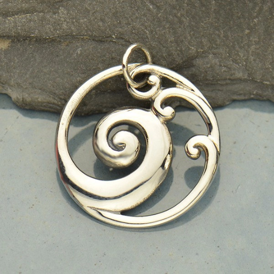 Sterling Silver Openwork Wave Pendant - Poppies Beads n' More