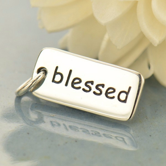 Blessed Sterling Silver Word Tag - Poppies Beads n' More