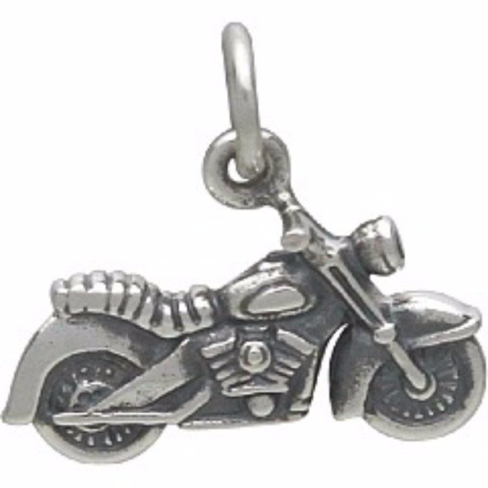 Sterling Silver Motorcycle Charm - Poppies Beads n' More