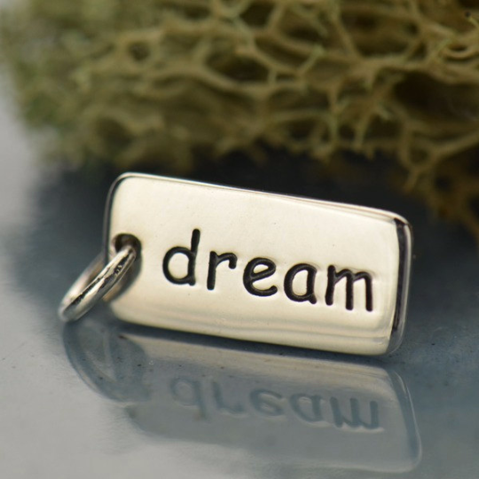 Sterling Silver Word Charm - "dream" - Poppies Beads n' More