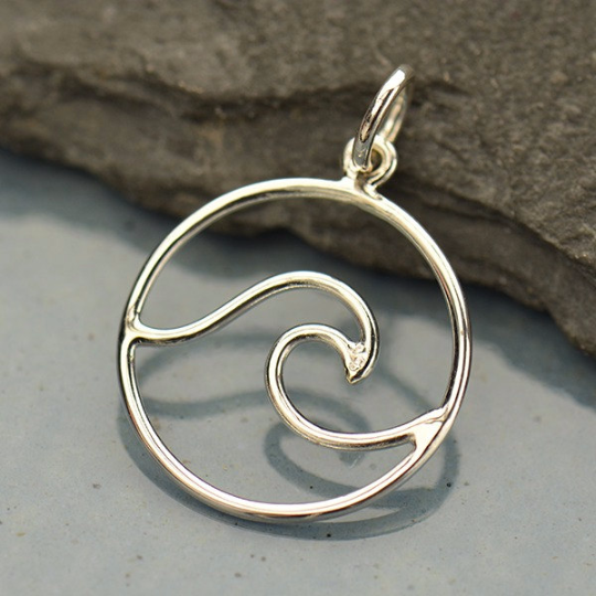 Sterling Silver Wave Pendant - Poppies Beads n' More
