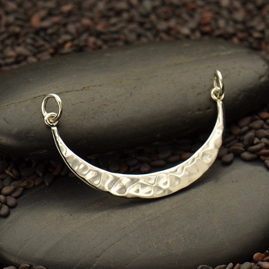 Sterling Silver Hammered Crescent Festoon - Poppies Beads n' More