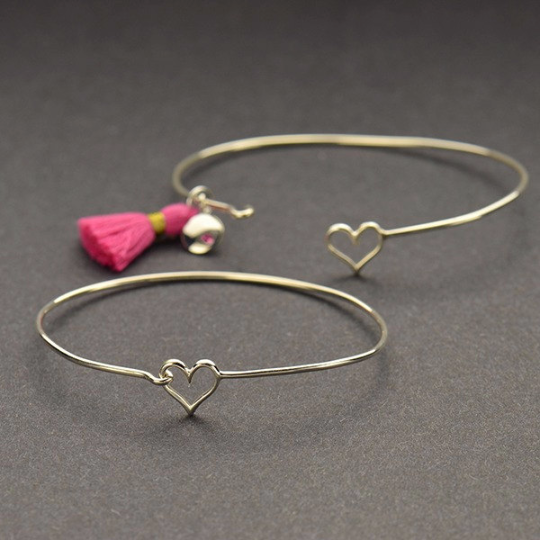 Sterling Silver Heart Hook and Eye Bangle - Poppies Beads n' More