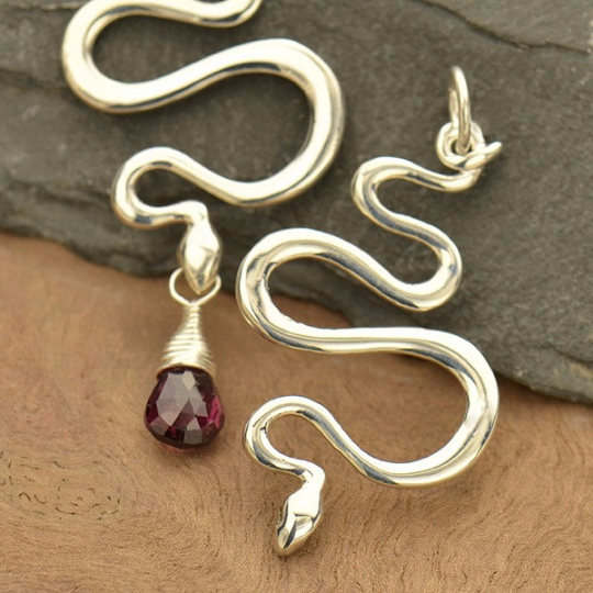 Sterling Silver Snake Pendant - Poppies Beads n' More