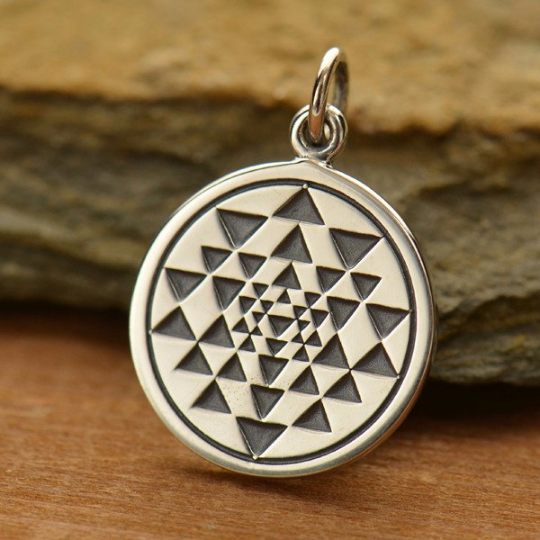 Sterling Silver Sri Yantra Charm - Poppies Beads n' More