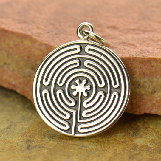 Sterling Silver Labyrinth Pendant - Poppies Beads n' More