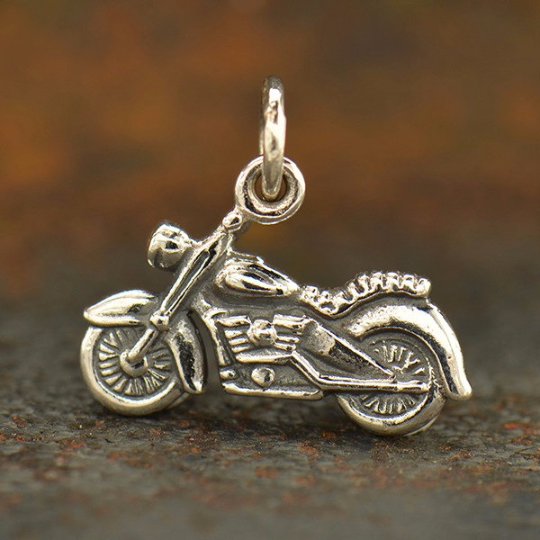 Sterling Silver Motorcycle Charm - Poppies Beads n' More