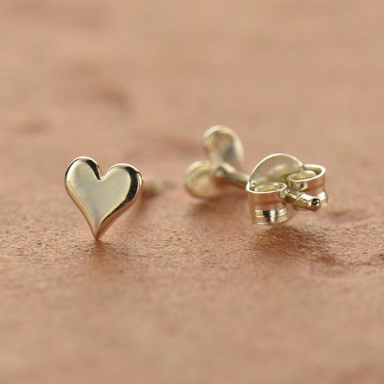 Sterling Silver Tiny Heart Post Earrings - Poppies Beads n' More