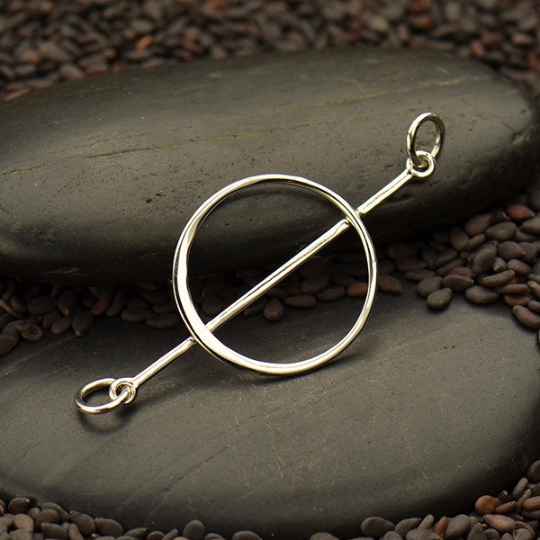 Sterling Silver Circle with Bar Link - Poppies Beads n' More