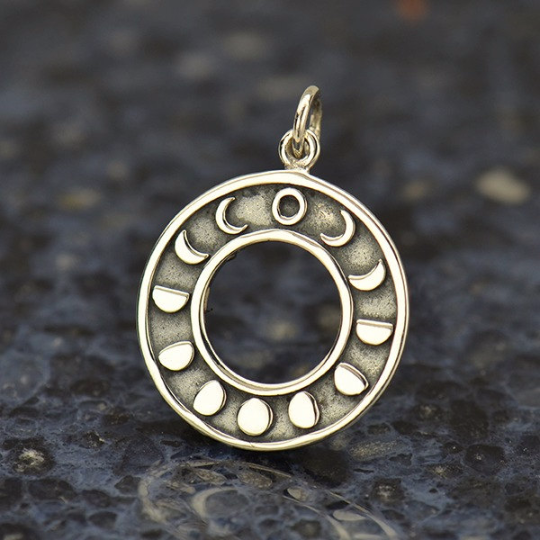 Sterling Silver Moon Phases Pendant - Poppies Beads n' More