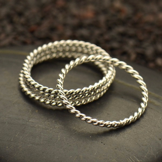 Sterling Silver Twisted Wire Stacking Ring - Poppies Beads n' More