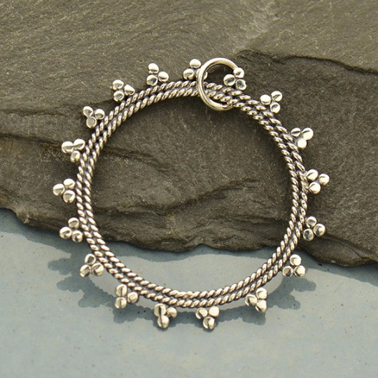 Sterling Silver Open Mandala Pendant - Sun Charm - Poppies Beads n' More
