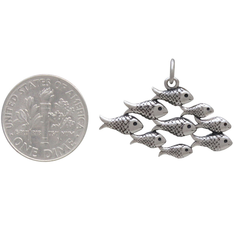 Sterling Silver School of Fish Pendant - Poppies Beads n' More