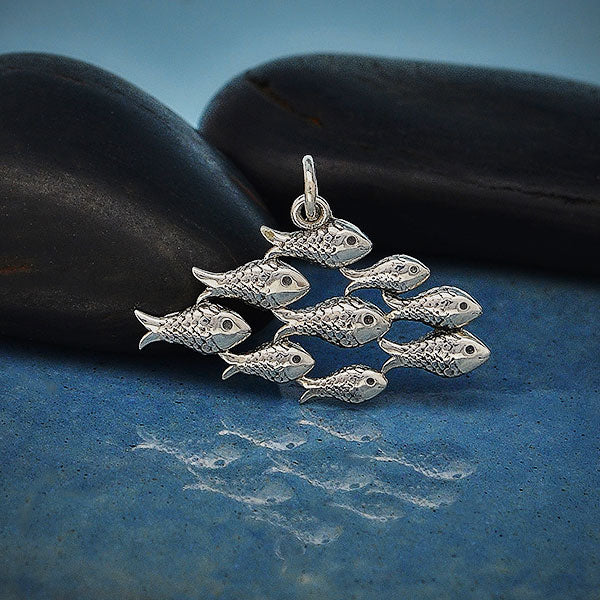 Sterling Silver School of Fish Pendant - Poppies Beads n' More