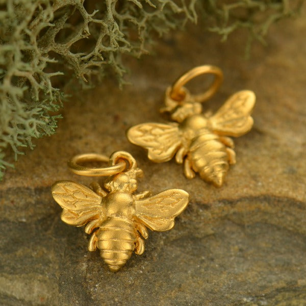 Small Honeybee Charm, - Poppies Beads n' More