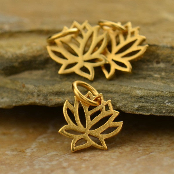 Gold Plated Lotus Charm - Poppies Beads n' More