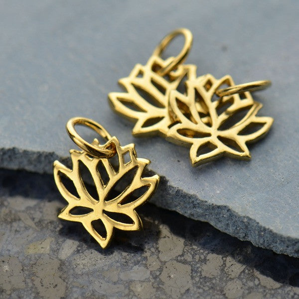 Gold Plated Lotus Charm - Poppies Beads n' More