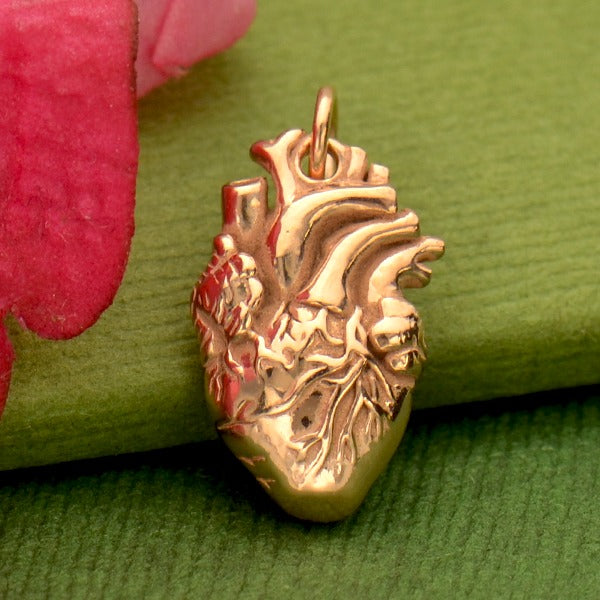 Anatomical Heart Charm, - Poppies Beads n' More