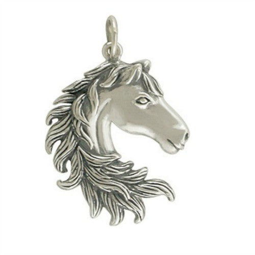 Sterling Silver Horse Head Charm - Poppies Beads n' More