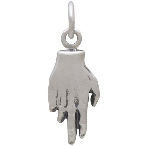 Sterling Silver Charm Hand Holding Bronze Heart - Poppies Beads n' More