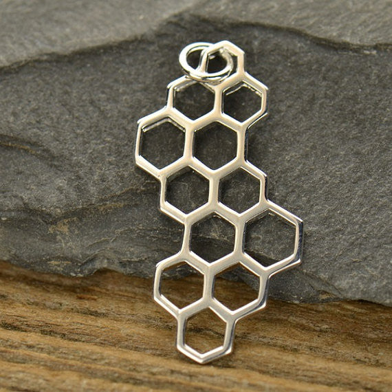 Sterling Silver Honeycomb Charm - Poppies Beads n' More
