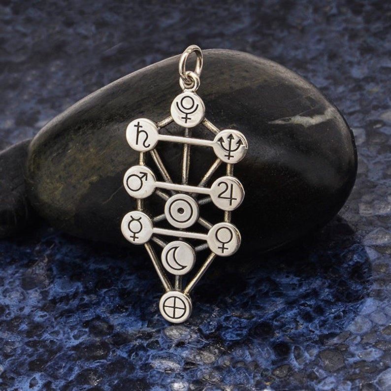 Sterling Silver Tree of Life Pendant with Planets - Poppies Beads n' More
