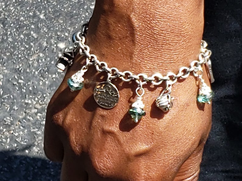 Sterling Silver Oxidized Travel Charm Bracelet - Poppies Beads n' More