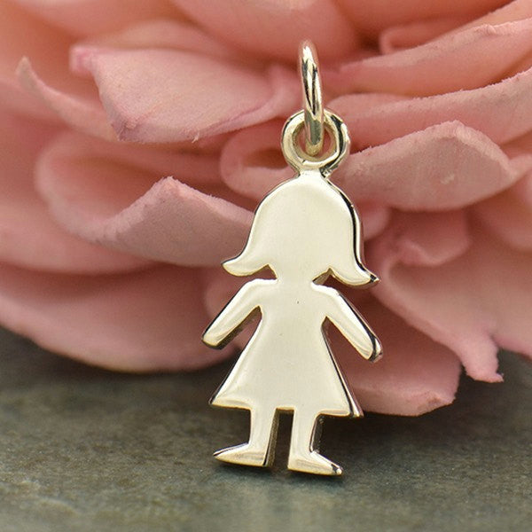 Sterling Silver Cut Out Girl Charm - Poppies Beads n' More