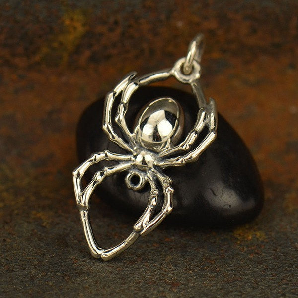Sterling Silver Realistic Spider Charm - Poppies Beads n' More