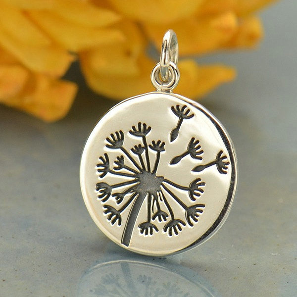Sterling Silver Large Dandelion Charm - Poppies Beads n' More