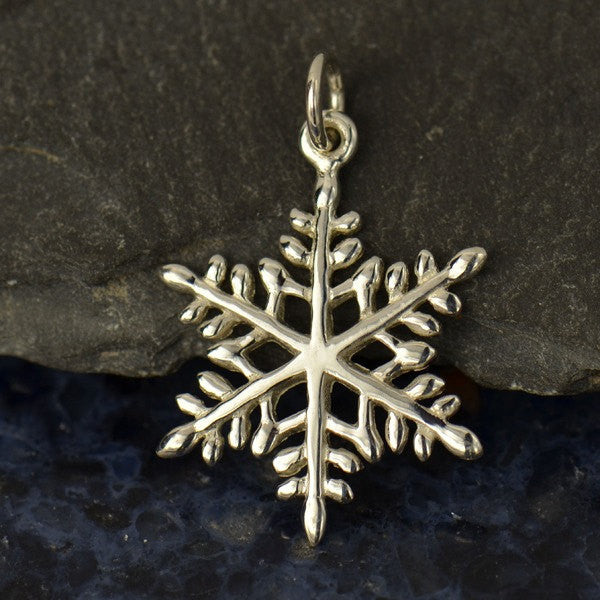 Large Sterling Silver Snowflake Charm - Poppies Beads n' More