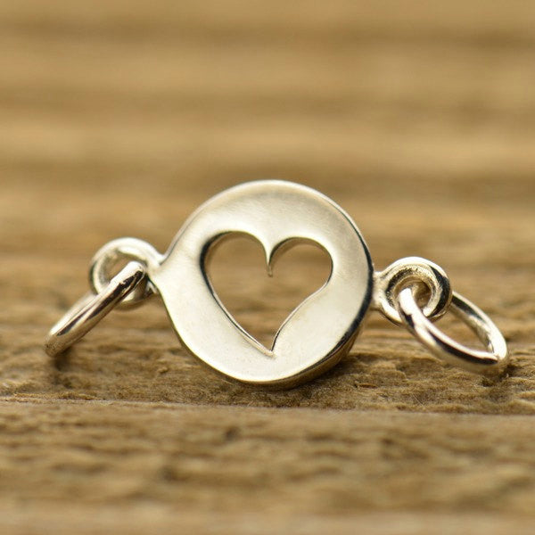 Tiny Sterling Silver Cutout Heart Link - Poppies Beads n' More