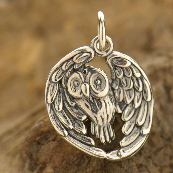 Sterling Silver Realistic Owl Pendant - Poppies Beads n' More