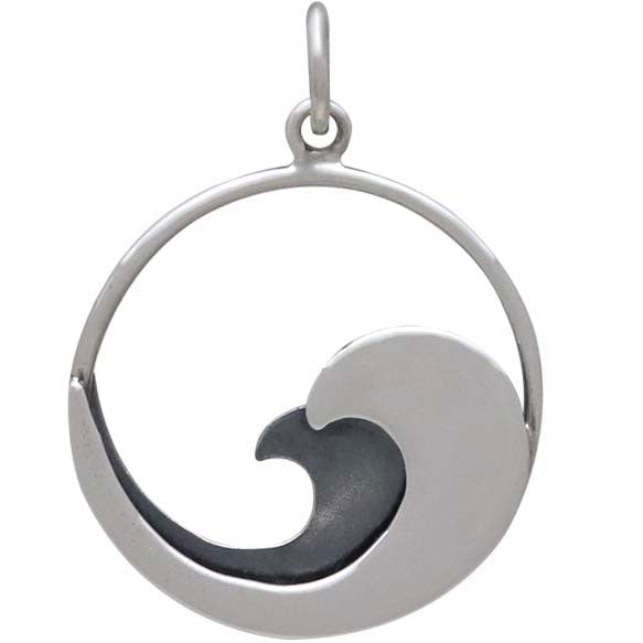 Sterling Silver Double Layer Wave Charm - Poppies Beads n' More
