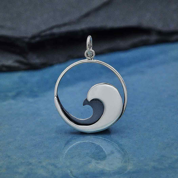 Sterling Silver Double Layer Wave Charm - Poppies Beads n' More