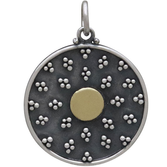 Mixed Metal Mandala Charm with Granulation and Bronze - Poppies Beads n' More