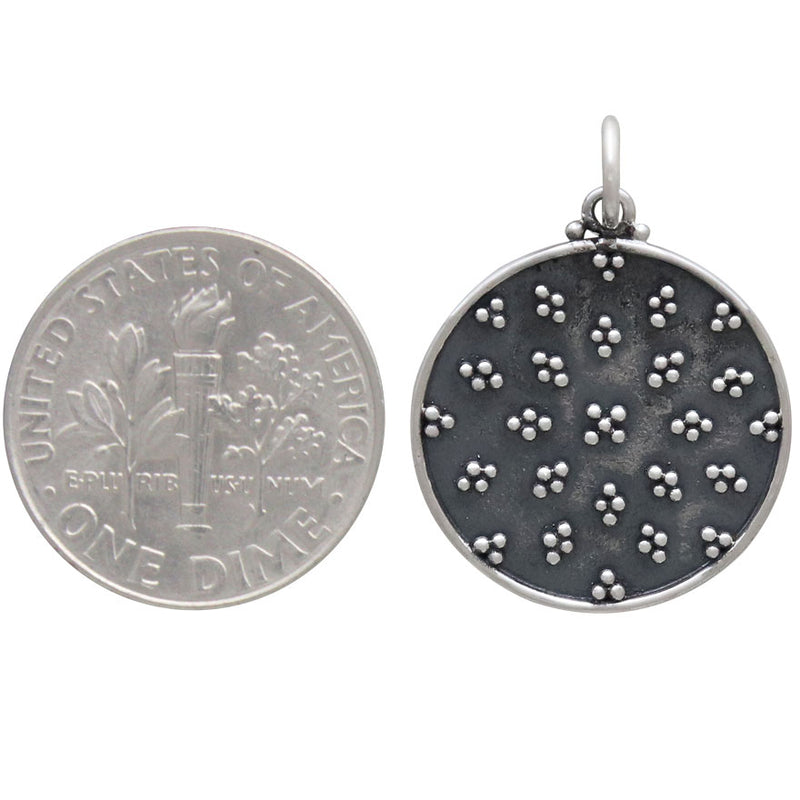 Sterling Silver Granulation Mandala Circle Charm - Poppies Beads n' More