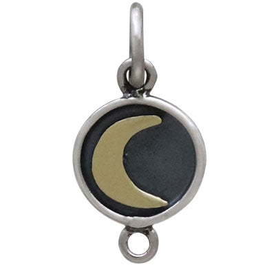 Sterling Silver Link with Bronze Crescent Moon - Poppies Beads n' More