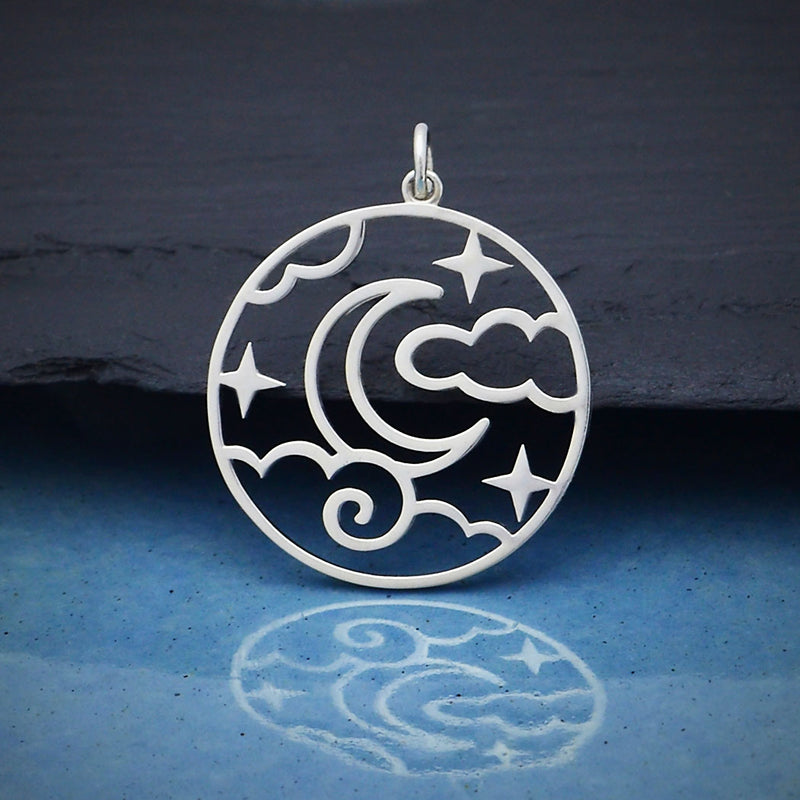 Sterling Silver Openwork Night Sky Pendant - Poppies Beads n' More