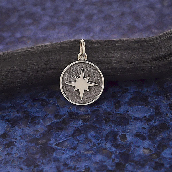 Sterling Silver North Star Charm in Shadow Box - Poppies Beads n' More