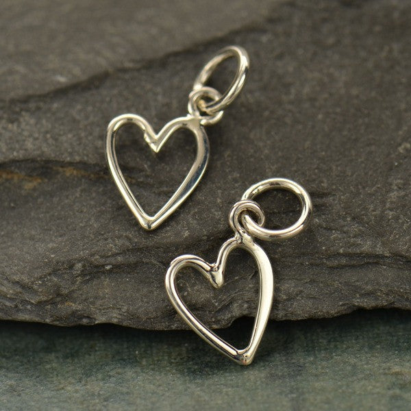 Small Sterling Silver Open Heart Charm - Poppies Beads n' More
