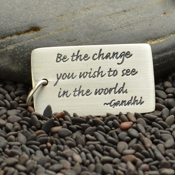 Rectangle Sterling Silver Gandhi Quote Charm - Poppies Beads n' More
