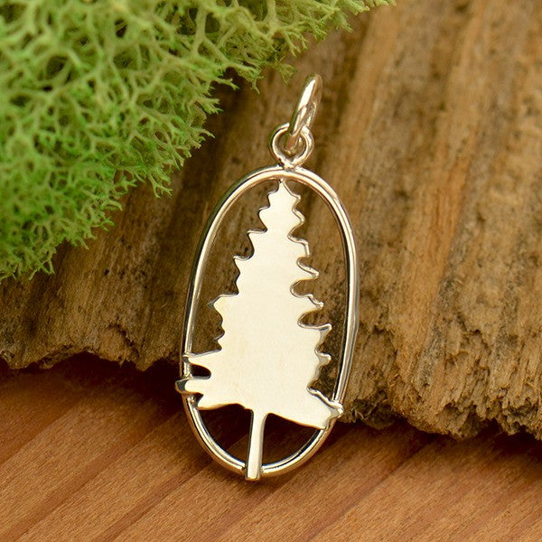 Sterling Silver Pine Tree Charm - Poppies Beads n' More